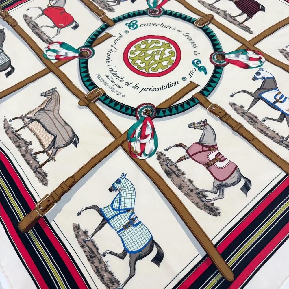 HERMES PARIS Silk Scarf ~ Couvertures et Tenues de Jour ~ - Picture 3 of 11